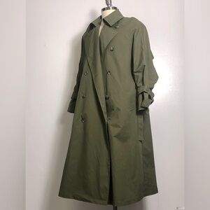 NWT Lattelier Double Breasted Forest Green Trench Oversized SzM